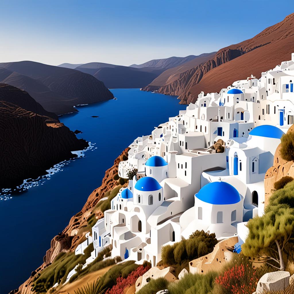 AI travel photography - Greek island Cycladic architecture blue domed church - VOID AI bulk image creator