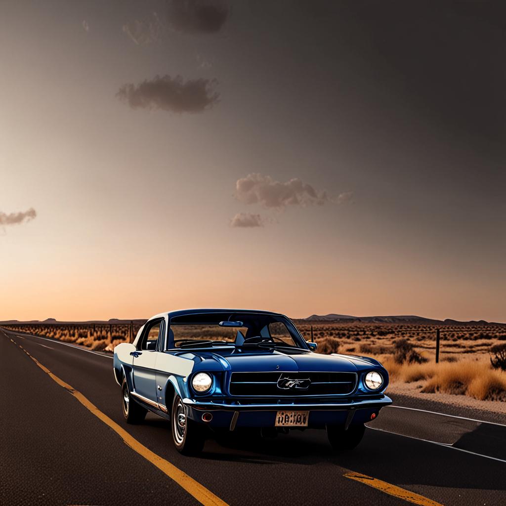 AI car photography - vintage Mustang Route 66 American muscle car editorial - VOID AI bulk image creator