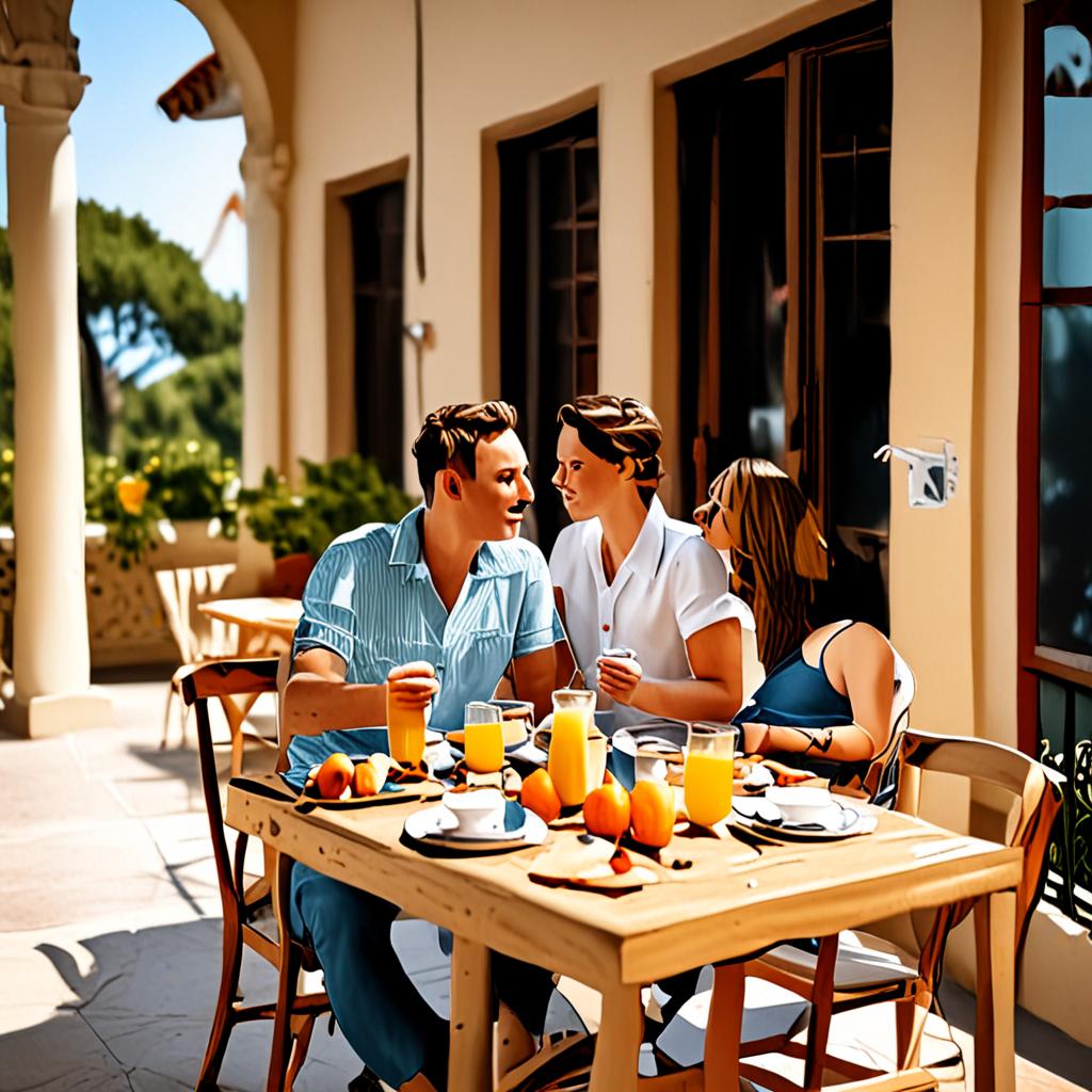 AI lifestyle photography - al fresco breakfast Mediterranean lifestyle scene - VOID AI bulk image creator