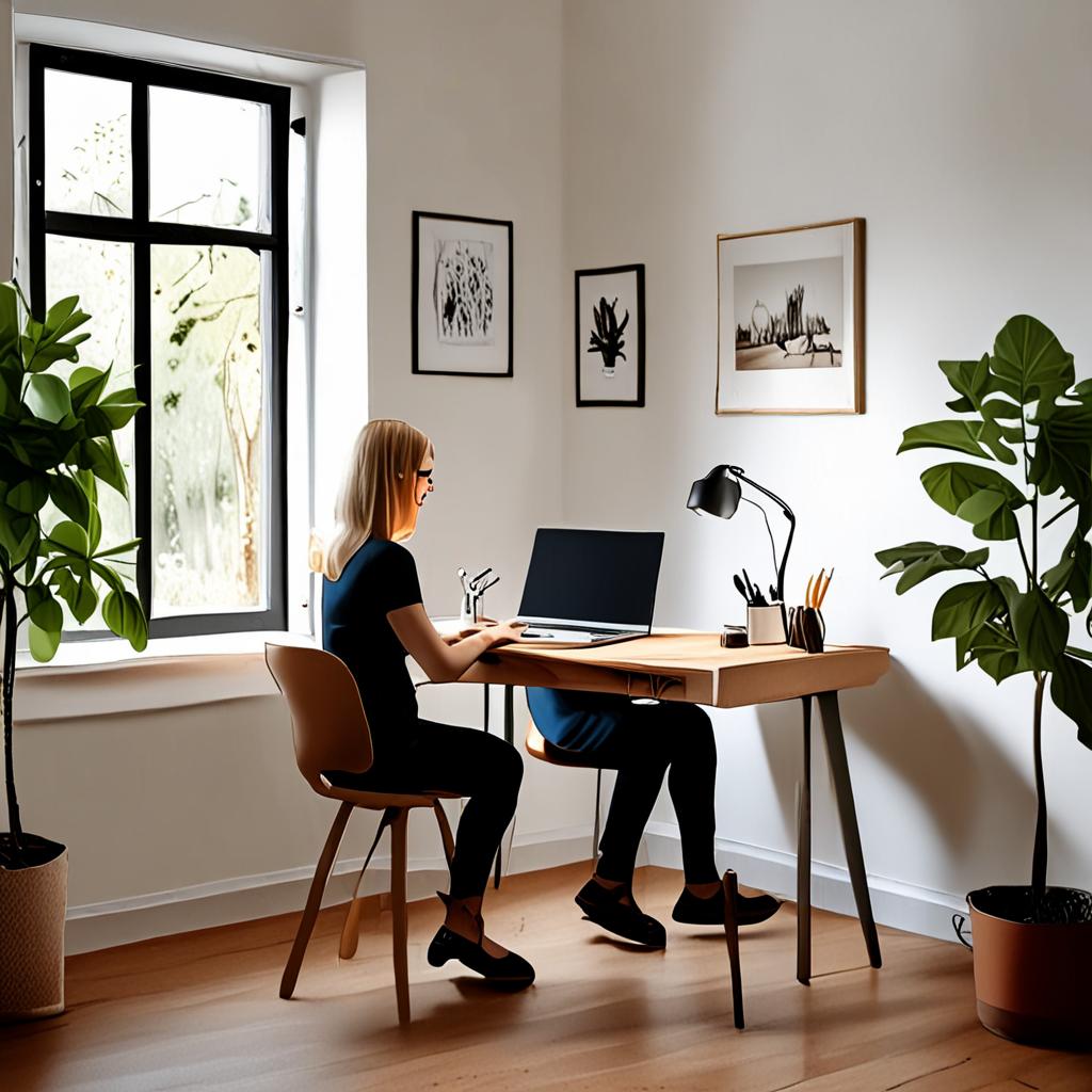 AI lifestyle photography - work from home bright modern interior lifestyle - VOID AI bulk image creator