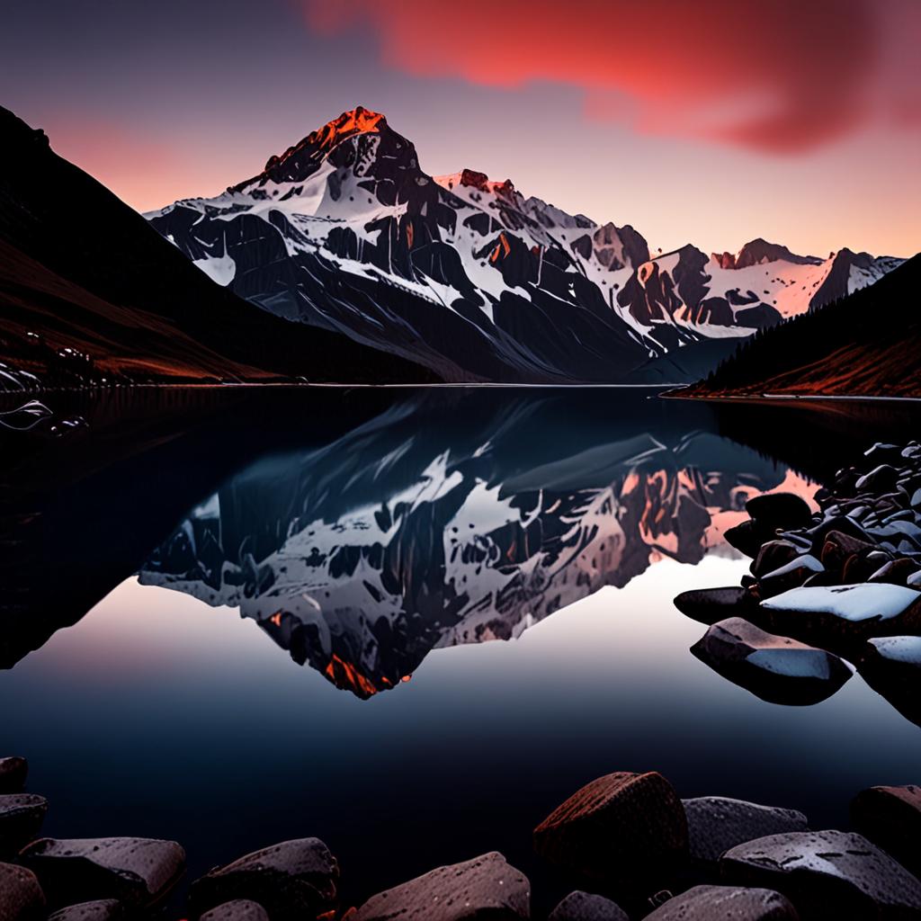 AI landscape photography - mountain lake mirror reflection sunrise golden light - VOID AI bulk image creator