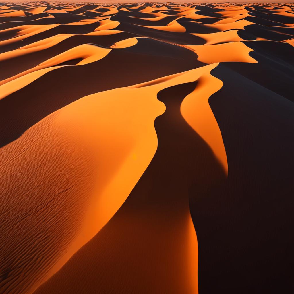 AI nature photography - vast Sahara desert sand dunes at golden hour aerial - VOID AI bulk image creator
