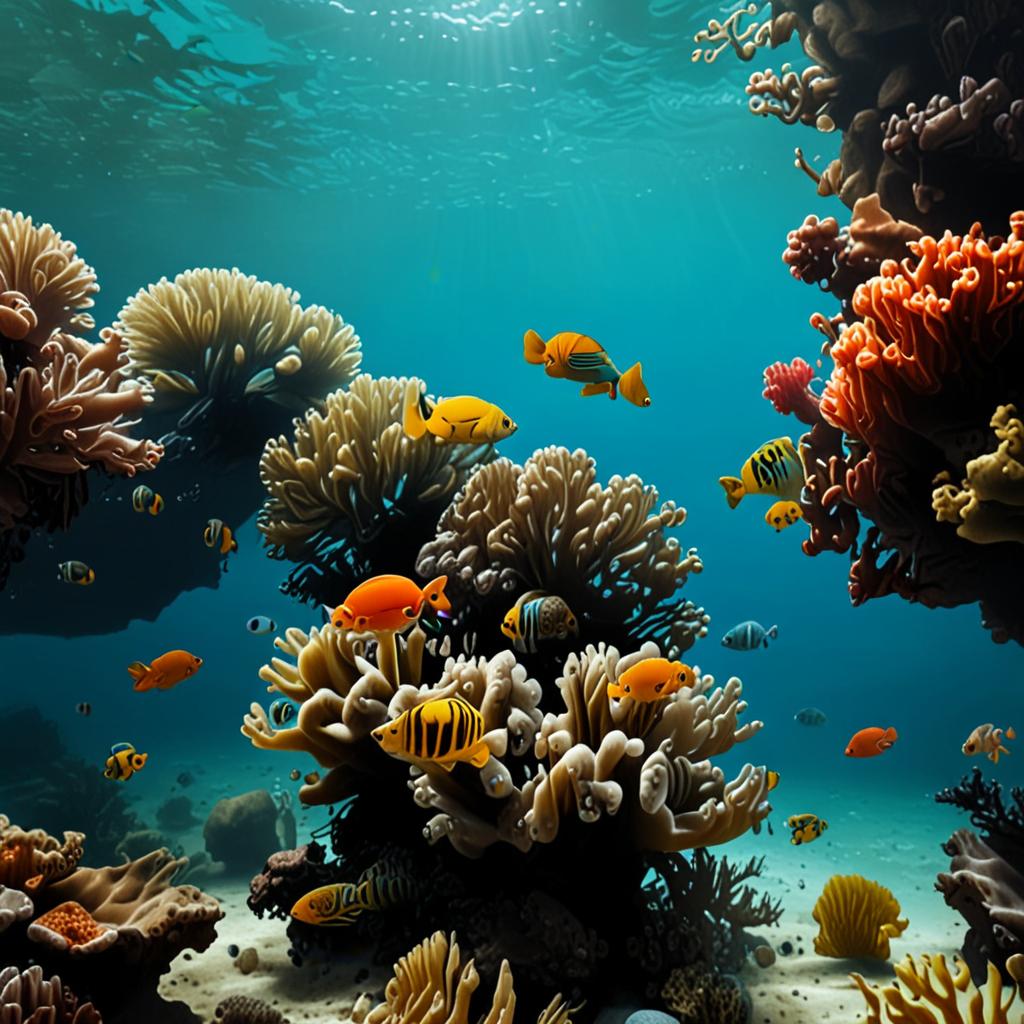 AI ocean photography - coral reef with tropical fish in crystal clear ocean - VOID AI bulk image creator